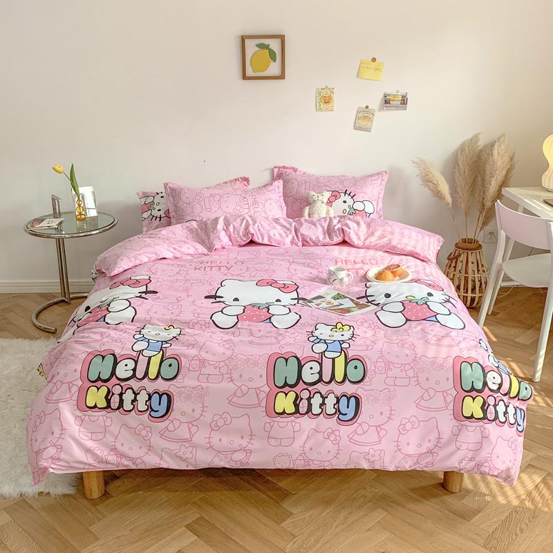 Kawaii Bumping Rabbit Cartoon Bedding Set Duvet Cover Sheet Pillow Cases Bed Linen Set
