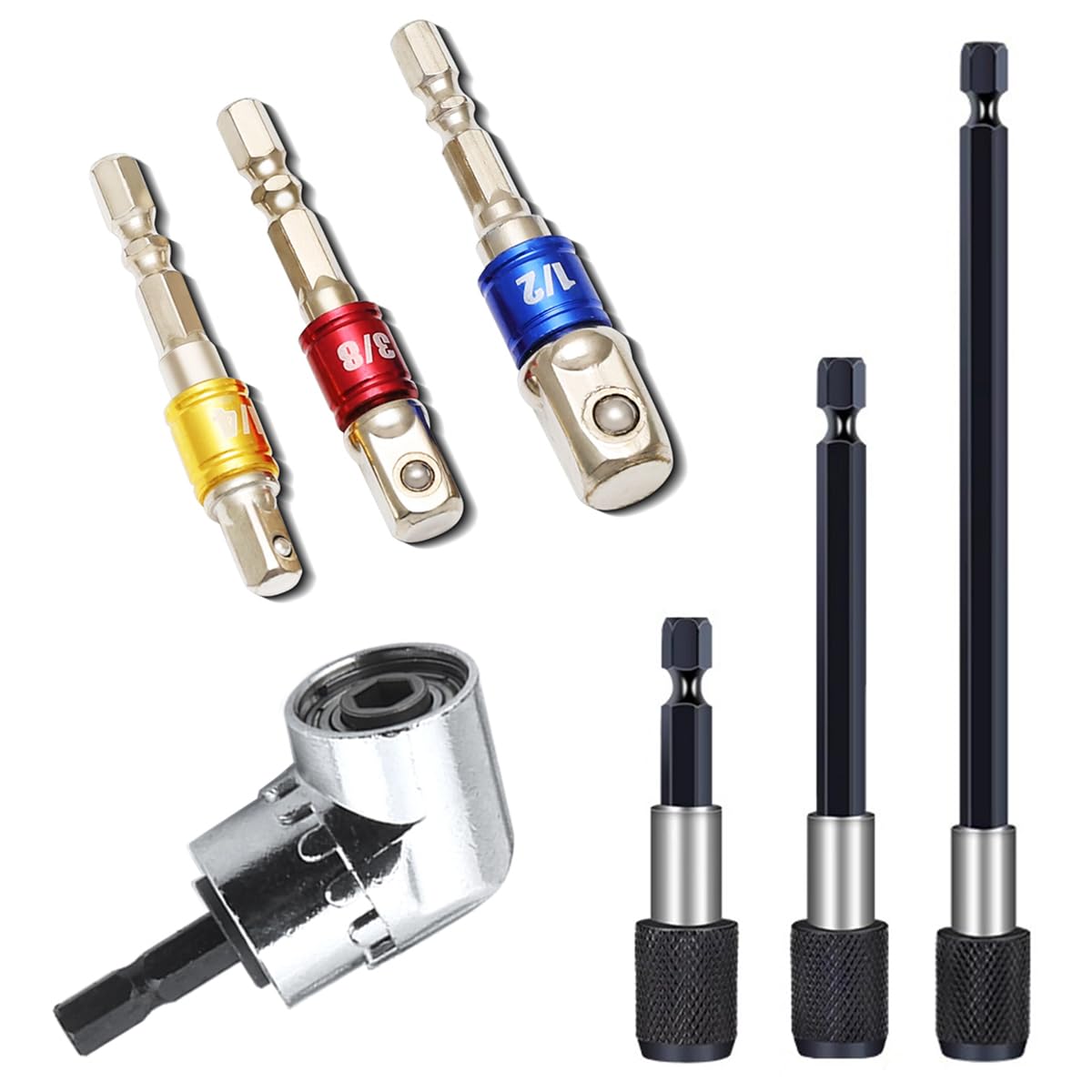 

FQZMQBQ Impact Driver Bit Hex Bit Socket Adapter Set for and mm Drive Angle Right Angle Tool 105 Degree DIY Bit Hex Shaft Extension 60 mm 100 mm 150