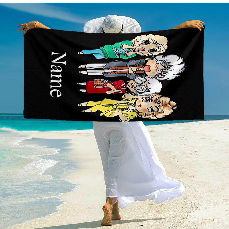 Custom Name Ultra-Soft Beach Towel with The Golden Girls Theme,Ideal for Pool - Camping, Diving - Perfect Travel Essential, Vibrant Beach Towel.