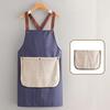 Detachable Towel Apron Waterproof Oil-Proof Fabric Thickened Kitchen Apron with Cross-Back Straps Breathable Adjustable