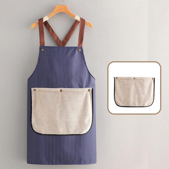 Detachable Towel Apron Waterproof Oil-Proof Fabric Thickened Kitchen Apron with Cross-Back Straps Breathable Adjustable