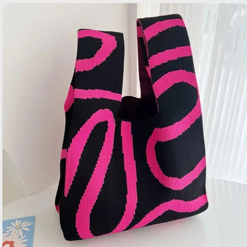 Square Rhombus Rhombus Stripe Geometric Knitted Gift Bag Handbag Handbag Handbag Tote Bag