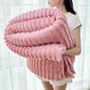 Striped Rabbit Fur Coral Fleece Blanket - Thickened Winter Nap & Air Conditioning Throw