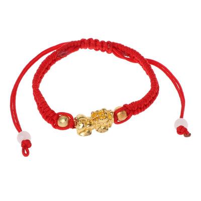 Einfaches rotes geflochtenes Armband mit Glücksbringer-Gold-Pi-Xiu-Anhänger Kabbala-Armbänder