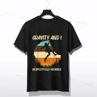 Klettert die Schwerkraft Und ich stimme respektvoll nicht zu Klettergrafik T-Shirt 100% Baumwolle Kurzarm-T-Shirt Herrenbekleidung