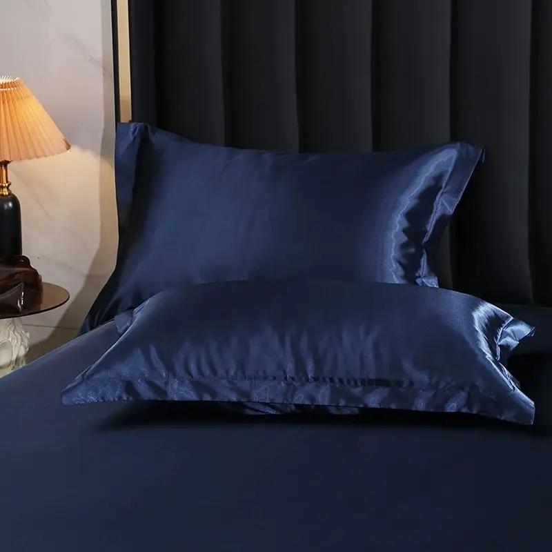 Pillowcase Silk Pillow Covers Silky Satin Hair Beauty Pillow case Comfortable Pillow Household Decoration wholeStandard/Queen 2PC