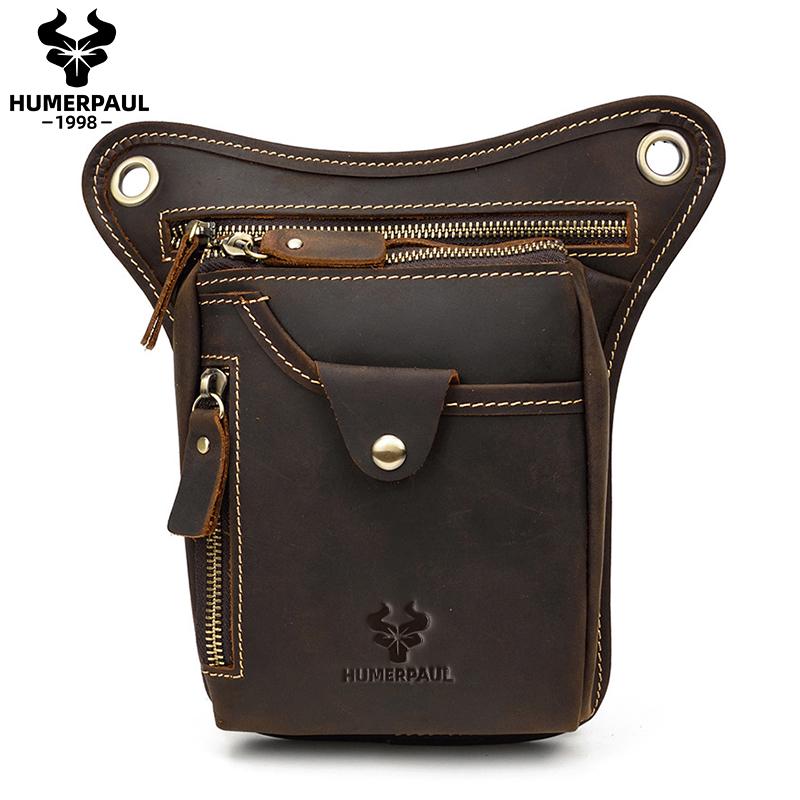 Humerpaul Men Leather Waist Bag Multifunctional Shoulder Bag