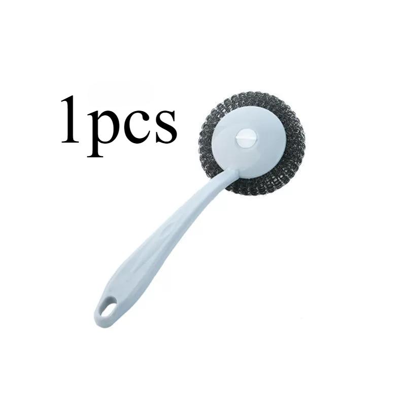 Steel wire brush kitchen can be hung pot brush long handle to oil cleaning brush with steel ball brush dishwasher
