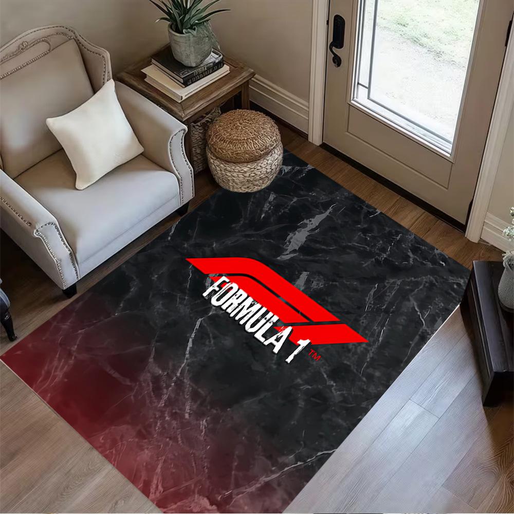 Bold White Logo Design Floor Mat Perfect for Foyer Living Rooms Outdoor Bedrooms Antislip Carpet Office Home Decor Spiritual Gift