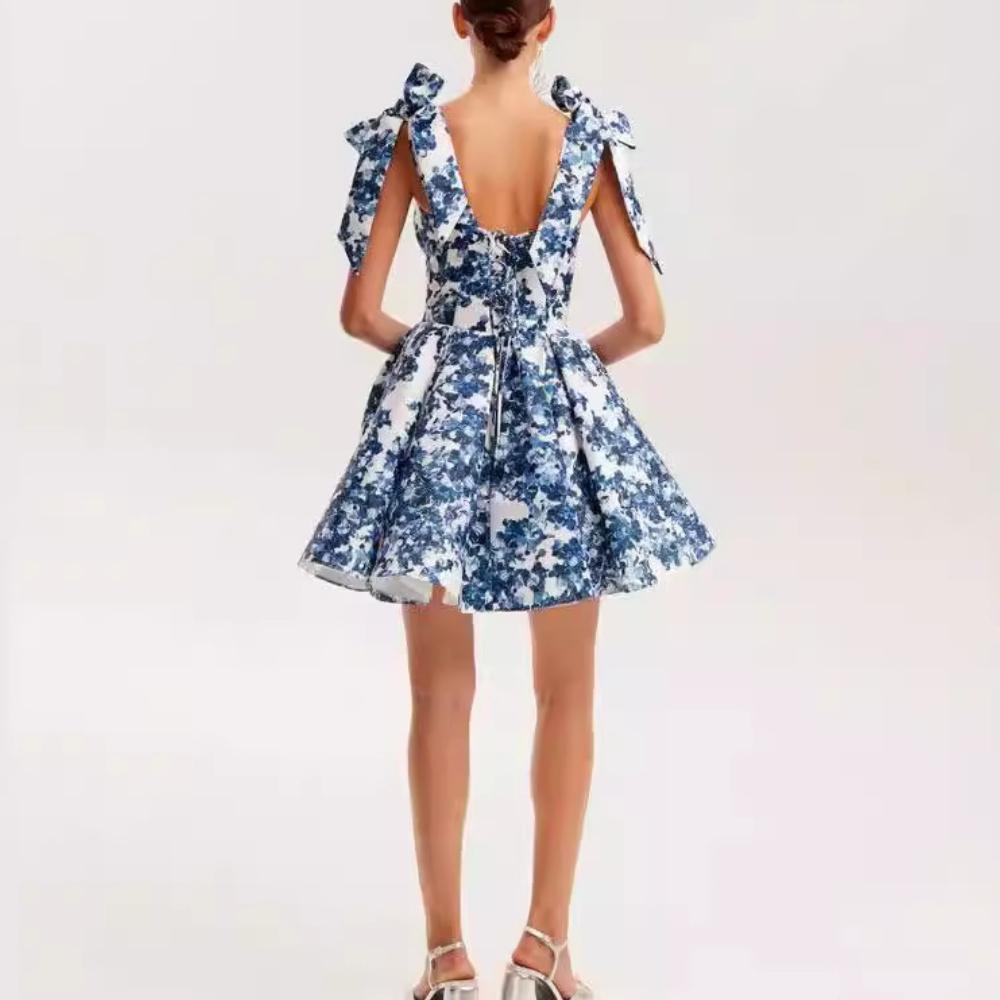 GMXIA Spring Summer Off-the-shoulder Women's Fashion Organza Fairy Short Style Evening Dress