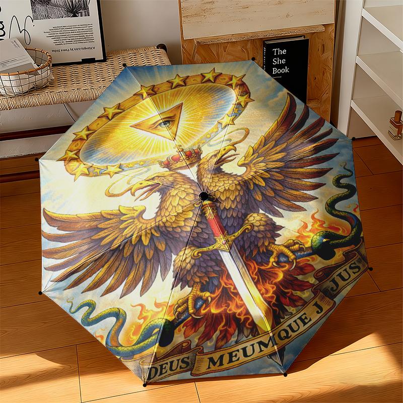 1pc Modern Freemasonry Umbrella Portable Folding Umbrella Iron Frame Hole Bone Structure Outdoor Home Umbrella