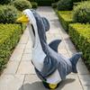 Summer Holiday Garden Accents Shark Porch Goose Outfit, Cute Gray Costume with 3D Fin Durable Statue Suit Design for 23" Gooses Decoration, Patio Yard