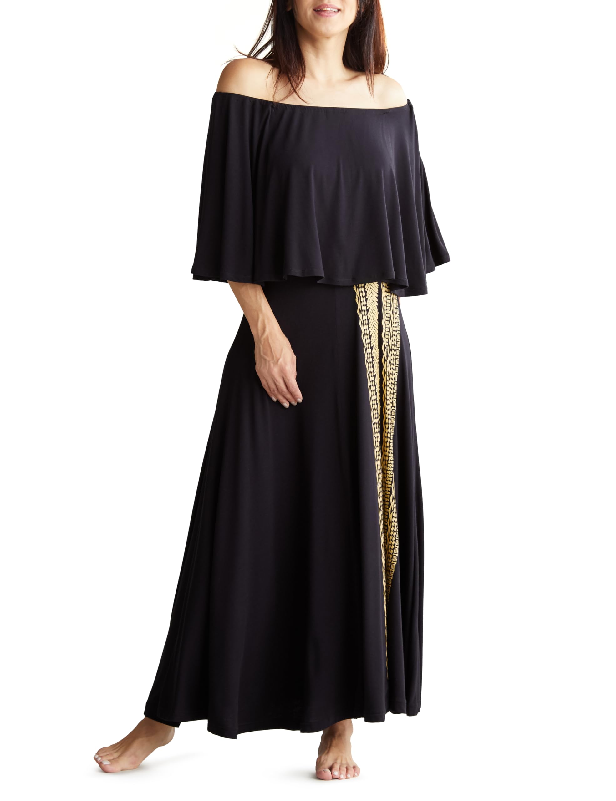 

Повседневное платье Aulii Стрейч Кейп Расклешенное платье L ЧЕРНОЕ [Mauna Loa] Платье/Тапа и Женское чёрный