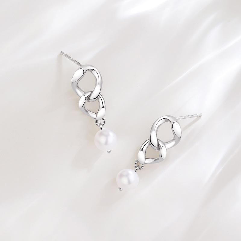 

S925 Silver Korean Baroque Pearl Tassel Earrings