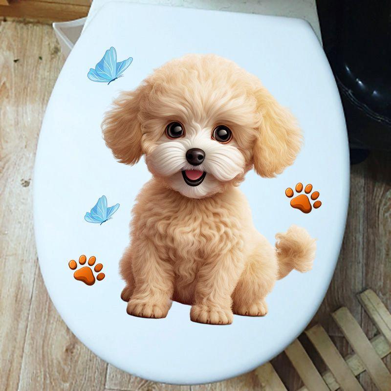 Cute Teddy Cartoon Stickers Bedroom Decoration Wall Stickers Bathroom Waterproof Toilet Stickers
