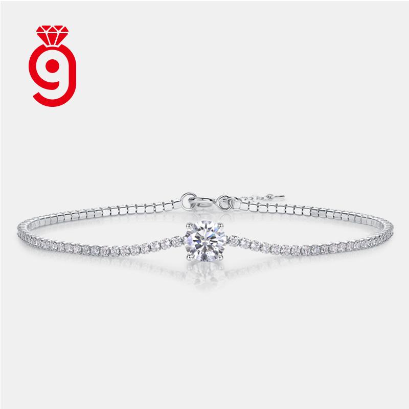1 Carat Moissanite Diamond  S925 Sterling Silver Luxury Wedding Celebration Exquisite Bracelet Jewelry Gifts Women's Bracelet