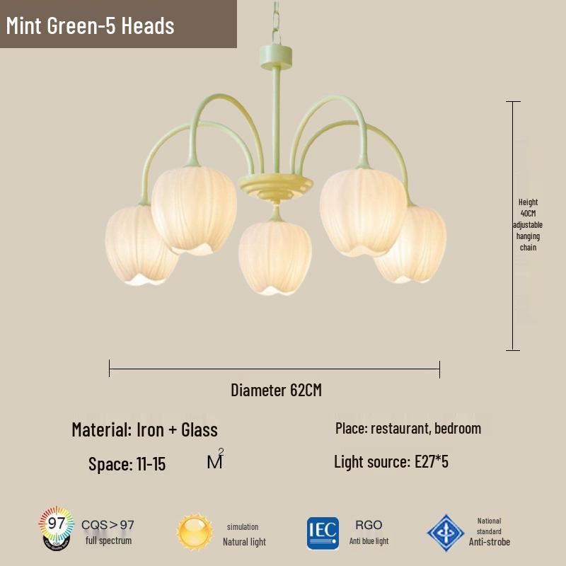 Modern Minimalist Cream Style Chandelier - Tulip Design for Living Room, Bedroom, or Dining Area