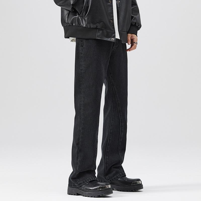 Black Flared Jeans Men's Autumn Trend Brand American High Street Straight Wide Leg Pants Loose Casual Large Size Long Pants