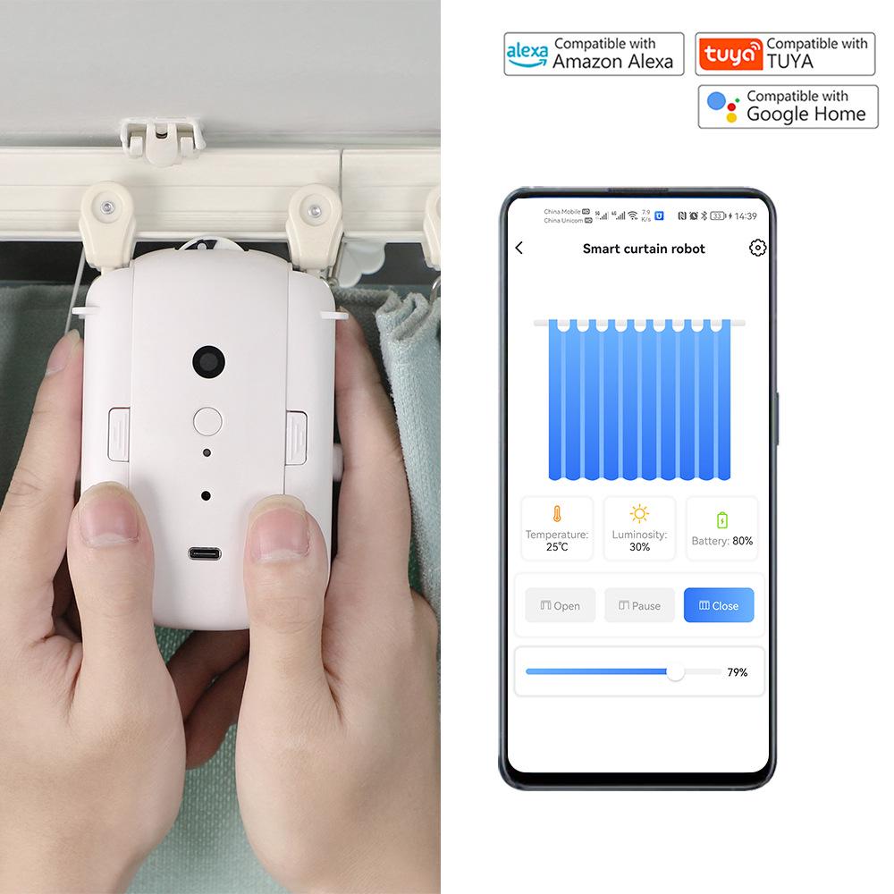 Inteligentny Elektryczny Silnik do Zasłon WiFi z Sterowaniem Głosowym, Nie wymaga Okablowania