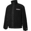 Spliced Letter Logo Print Fleece-Lined Warm Stand Collar Jacket Men Jacket Black 534976-01