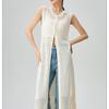 French White Sleeveless Summer Knit Cardigan & Sunscreen Cover-Up Dress