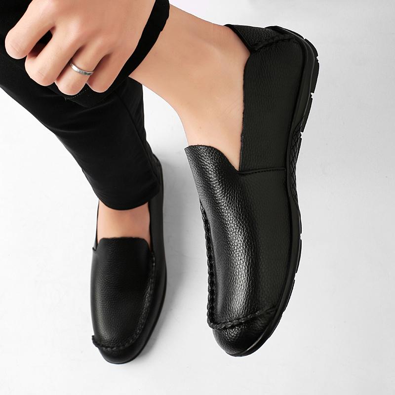 Mode Herren Nähen Rutschfest Echtes Leder Slipper Schuhe Business Hochzeit Herren Büro Freizeitschuh Outdoor Weich Komfort Fahrschuhe