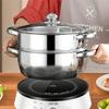 Heat resistant cooking utensil 9.45-inch large stainless steel steamer and soup pot 2-in-1, durable, suitable for induction cook