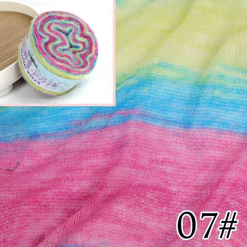 Warm Color Gradient Mohair Soft and Skin Friendly Mohair Fine Thread Hand Woven Crochet Baby Sweater Scarf Glove Material