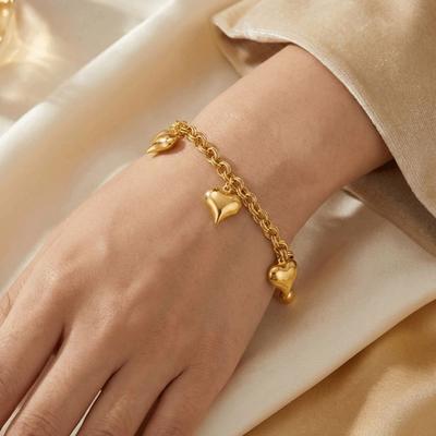 Chain Gold Bracelet Elegant Charm Chunky Bracelet Bridal Party Heart Bracelet  Women