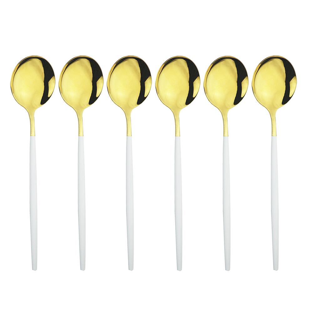 6pcs/set Stainless Steel Spoon Dinnerware Silverware Set Cutlery Set Flatware Outdoor Office Party Home Kitchen Tableware