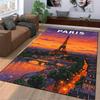 Paris France Travel Poster Eiffel Tower Sunset River Illustration Art Print decorative area rug accent for hallway entryway lounge