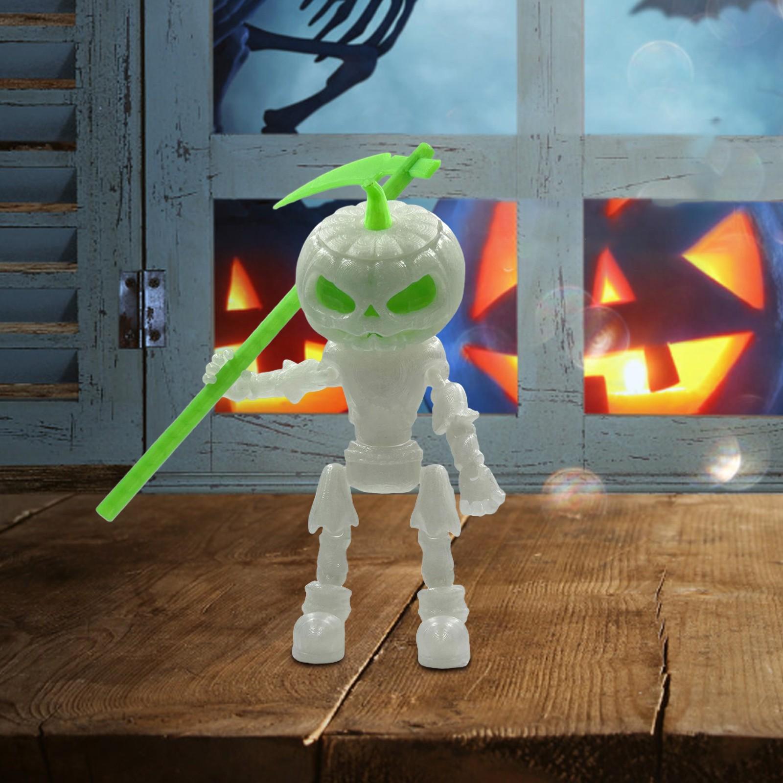 Украшения в виде черепов из тыкв на Хэллоуин с подвижными суставами и светящимися — фото 8