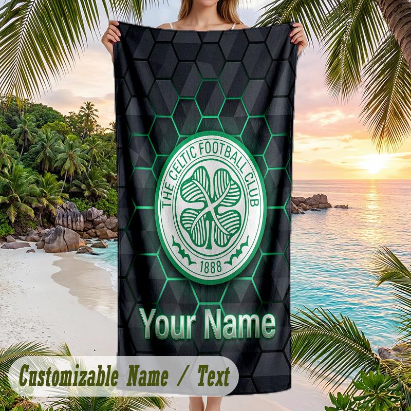 Beach Towel Celtic FC Print Custom Name Text Soft Towel for Swimming Pool