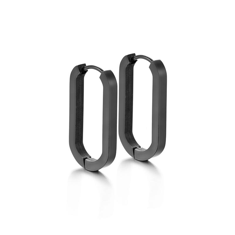 Glossy Stainless Steel Hoop Earrings For Women Men Hip Hop Steapunk Round Oval Heart Black Gold Silver Color Huggie Jewelry Gift