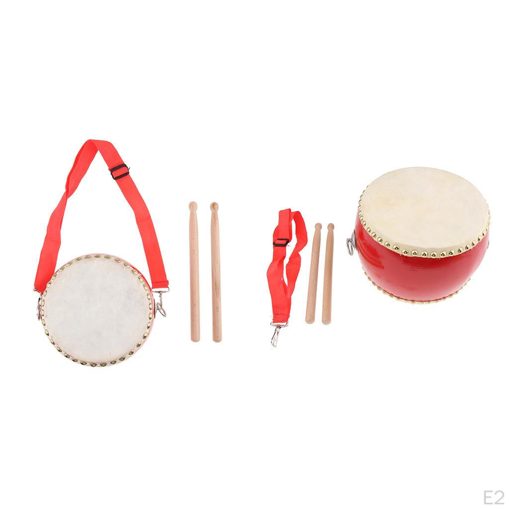 Ballad Drum,Chinese Ancient Drum Musical Percussion Cowhide Waist Children Toy with Sticks