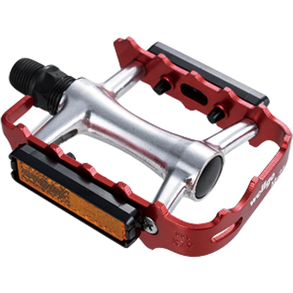 WELLGO Aluminum Pedals, Thin Anodized Red, 236g, Road/ATB/MTB, M-21