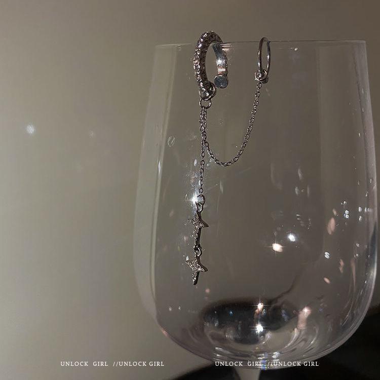 Премиум сладкие классные серьги-гвоздики с бриллиантовым крестом женские новые модные personality ear bone clip