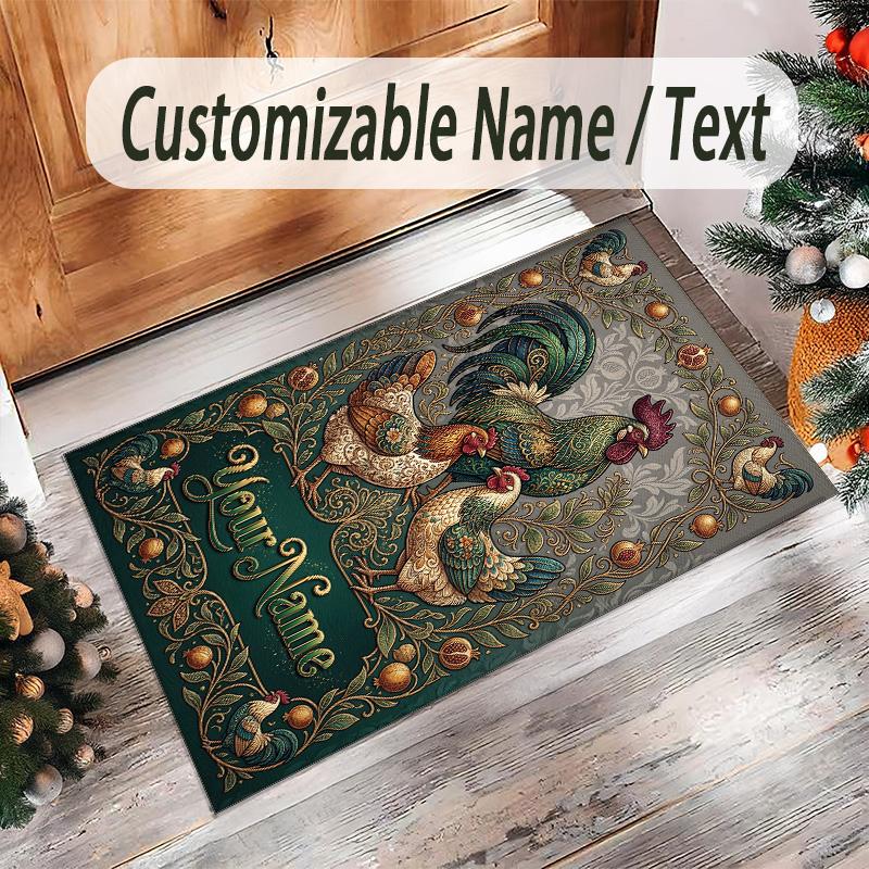 Decorative Artwork Theme Crystal Velvet Rug Personalized Custom Name Text Soft Floor Mat Home Decor