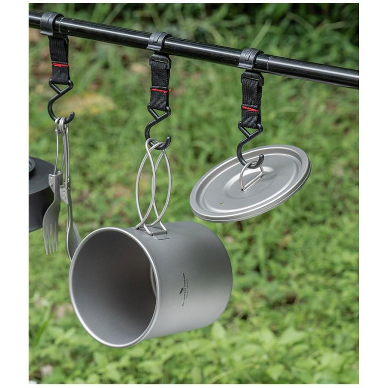 Oală de Camping din Titan Pur cu Mâner 1.4L Ușoară Gătit în Aer Liber Supă Instant Noodles Terci Fierbere Apă
