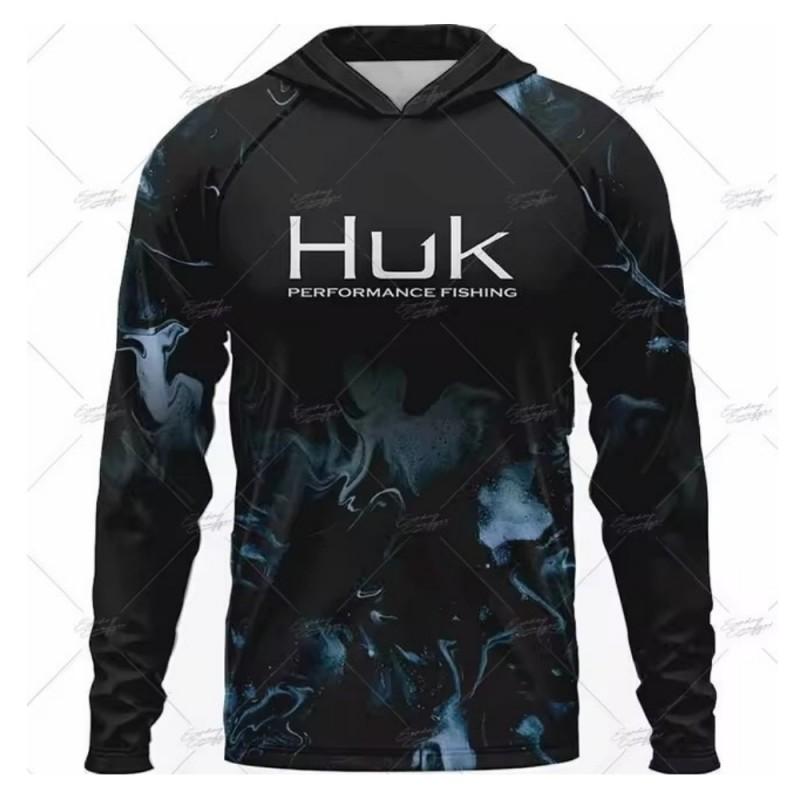 Mens UPF 50 Long Sleeve Fishing Shirt Hooded Quick Dry Breathable Sun Protection T-Shirt Outdoor Summer Fall Sports Cycling