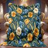 1pc 2D Retro Floral Wheat Theme Pattern Flannel Blanket, Soft HD Digital Print, Cooling Blanket for All Seasons! Soft And Breathable 100% Polyester Fi