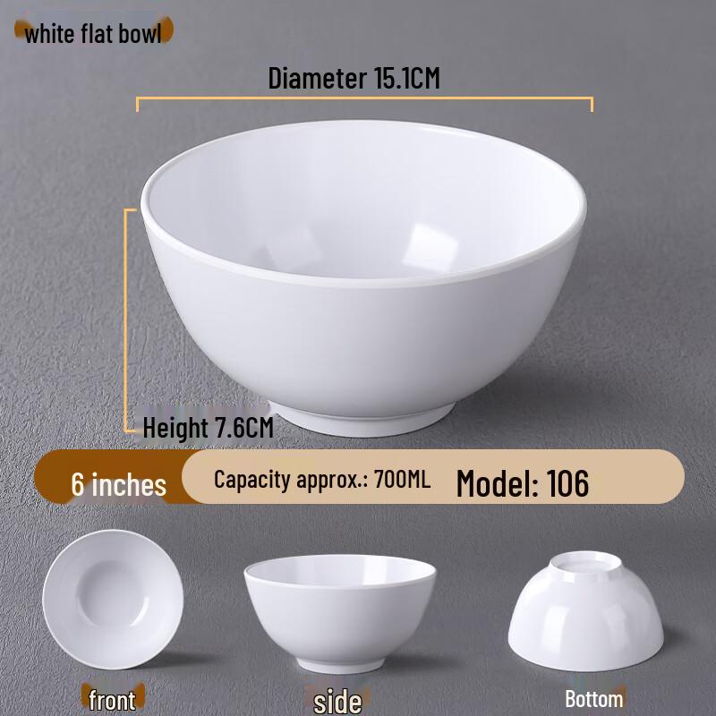 777 White Melamine 6-inch Bowl (10-Pack)