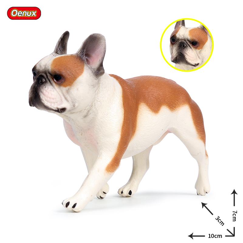 Oenux Lovely French Bulldog Animals Cute Puppy Sleep Lazy Dog Action Figures Model Figurine PVC Home Decoration Education Toy