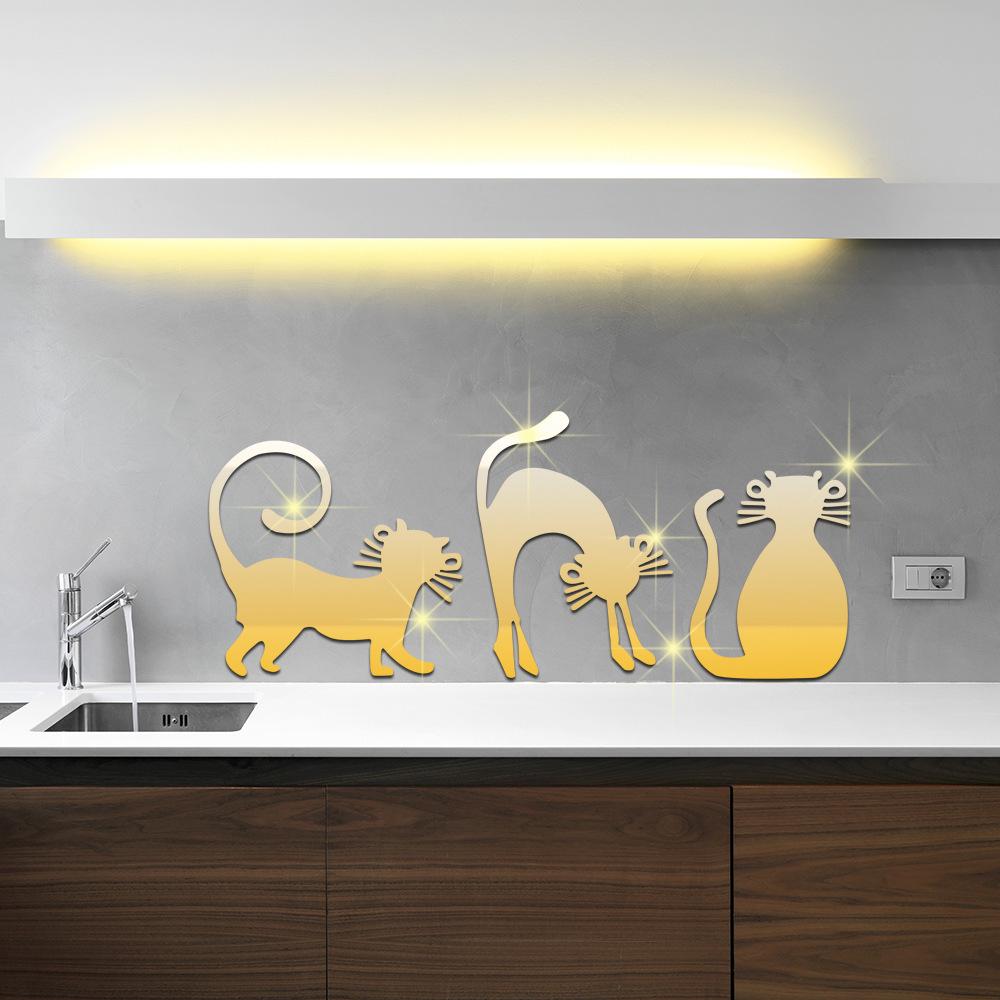 JM025-031 Drei Kätzchen 3D Glänzende Spiegelaufkleber