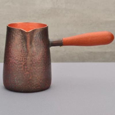 Vintage Hand-Rinsed Pure Copper Coffee Pot,Engraving Hammer Texture Heat Boiling 500 Ml Water Kettle Teaware,Handcrafted Teapot