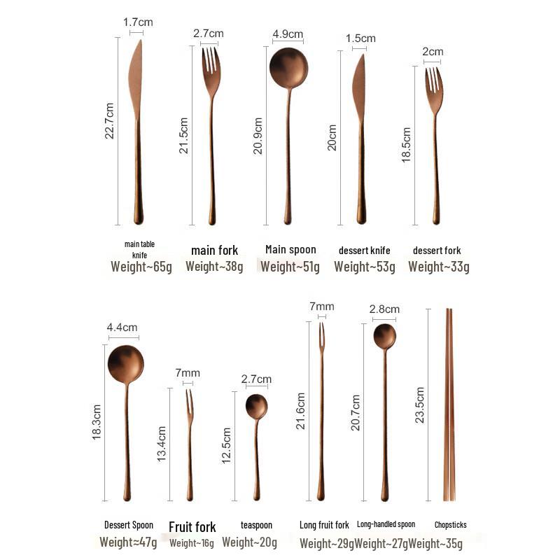 ZISIZ 304 Stainless Steel Rose Gold Dessert Knife Set