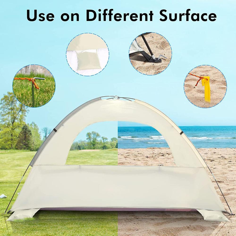 Portable Lightweight Seaside Beach Tent for 3-4 Person Sun Shade Canopy UV Sun Shelter Camping Fishing Outdoor Gatherings Tent