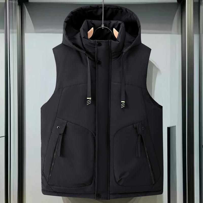 Fashion Men's Warm Vest Winter Sleeveless Jackets Hooded Plus Size Thick Man Man Coat