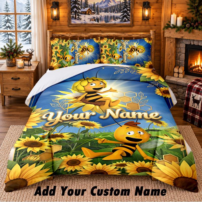 Bing Bunny Custom Name 3Pcs Bedding Set 1 Bed Sheet 2 Pillowcases Bedroom Home Decor