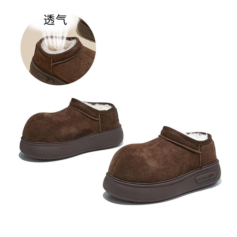 

Customized foam sole leather kapibara toe head snow boots 2025 winter warm thick-soled cotton shoes 40